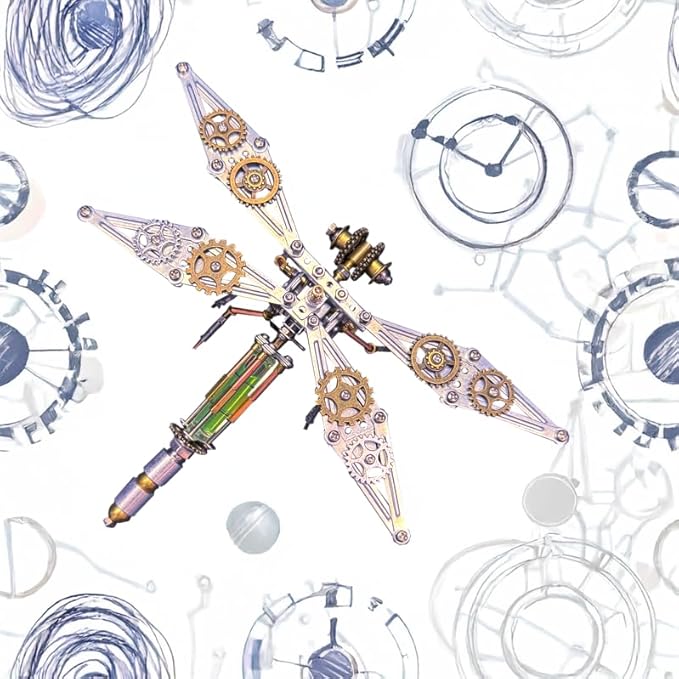 3D Dragonfly Metal Puzzles Insect Model Bug Mechanical Steampunk Sculpture Craft Kits for Adults Gifts for Birthday Funny Christmas(Mechanical Dragonfly D)