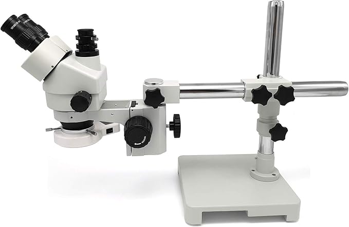 SWIFT S7 7X-45X Trinocular Stereo Microscope with Wide-Field 10X Eyepieces,0.7X-4.5X Zoom Objective Lens, Single-Arm Boom Stand, and 56-Bulb LED Ring Light