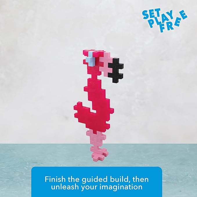 PLUS PLUS Big - Instructed Tube - 15 Piece Flamingo - Construction Building Stem/Steam Toy, Interlocking Large Puzzle Blocks for Toddlers and Preschool