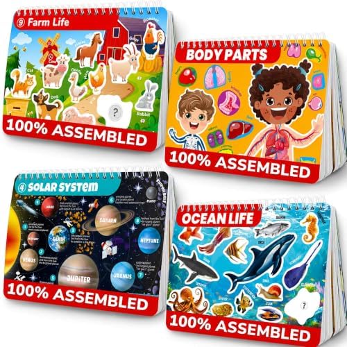 Montessori Busy Book for Kids Ages 4-8 - 4 Velcro Toddler Busy Book 3-5 by QUOKKA