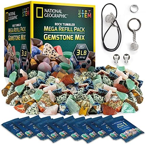 National Geographic Rock Tumbler Refill Kit with 3 Lbs. Rough Gems by BlueMarbleToys