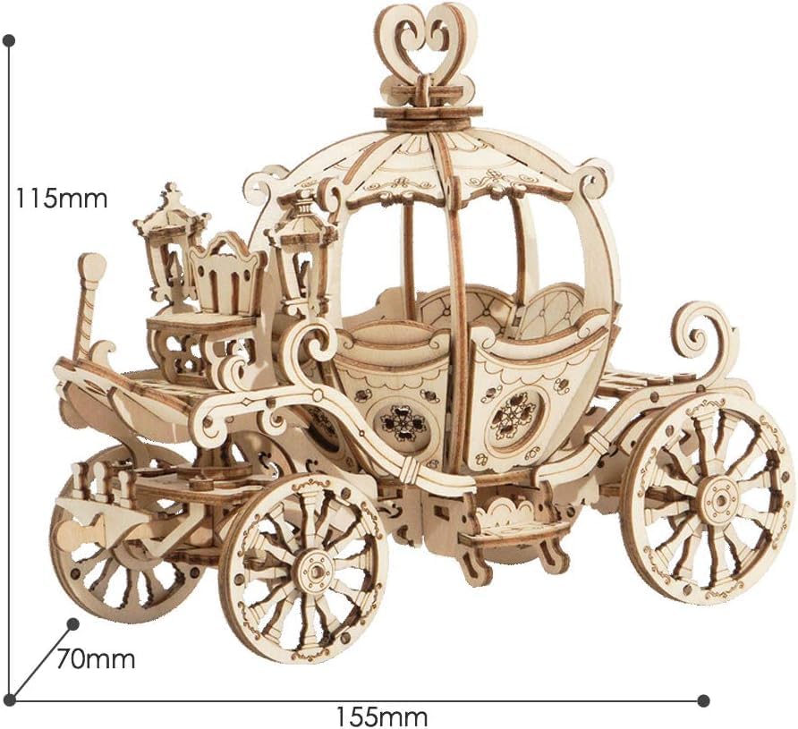 Rowood 3D Puzzles for Adults, Wooden Model Kits for Adult, DIY STEM Toy for Ages 14+ - Pumpkin Cart (182 Pieces) - Image 6