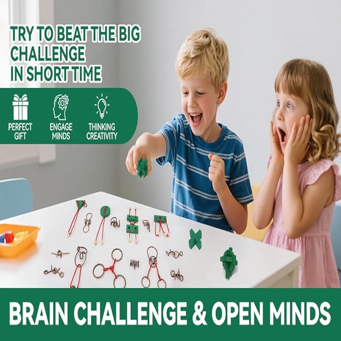 24 Pcs Brain Teaser Puzzles for Adults Teens - Wooden Puzzles 3D Puzzle Game Toys for Adults Teens - Unlock Interlocking Puzzle Adult IQ Education Smart Toys