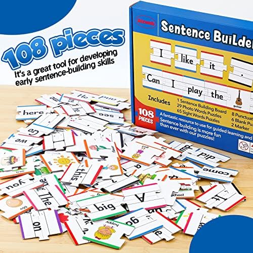 Aizweb Sentence Building Games,Phonics Puzzles for Kids Ages 5-8,Montessori Phonics Reading Learning Games,Learn to Read Part of Speech,Sight Words&Grammar,Speech Therapy Special Education Toy - Image 3