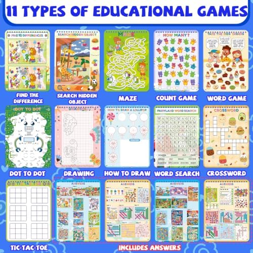 Elfew 2 Pack Reusable Wipe Clean Travel Game Activity Books for Kids 8-12 - Image 3