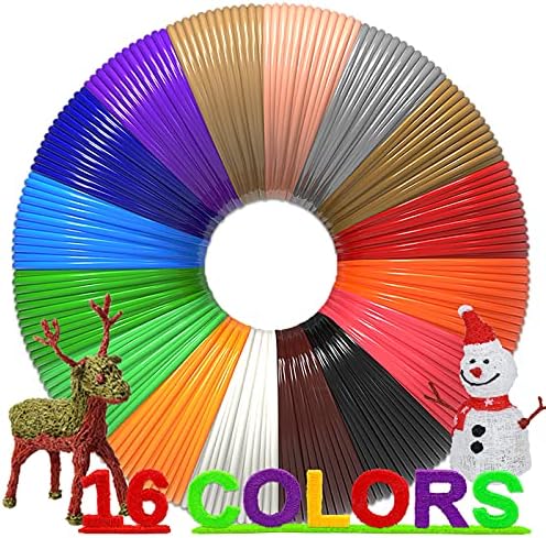 3D Pen Refills 1.75mm PLA Filament 640 Feet 16 Colors, Each Color 40ft, 250 Stencils eBooks, dikale 3D Pen Material by dikale