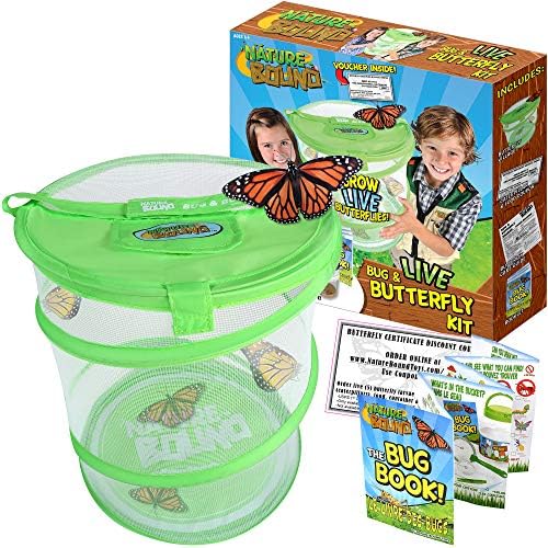 Nature Bound Butterfly Growing Kit - Live Caterpillar to Butterfly Project for Kids - Includes Voucher for Caterpillars, Green Pop-Up Enclosure, and STEM Learning Guide (Original Design) by NatureBoundToys