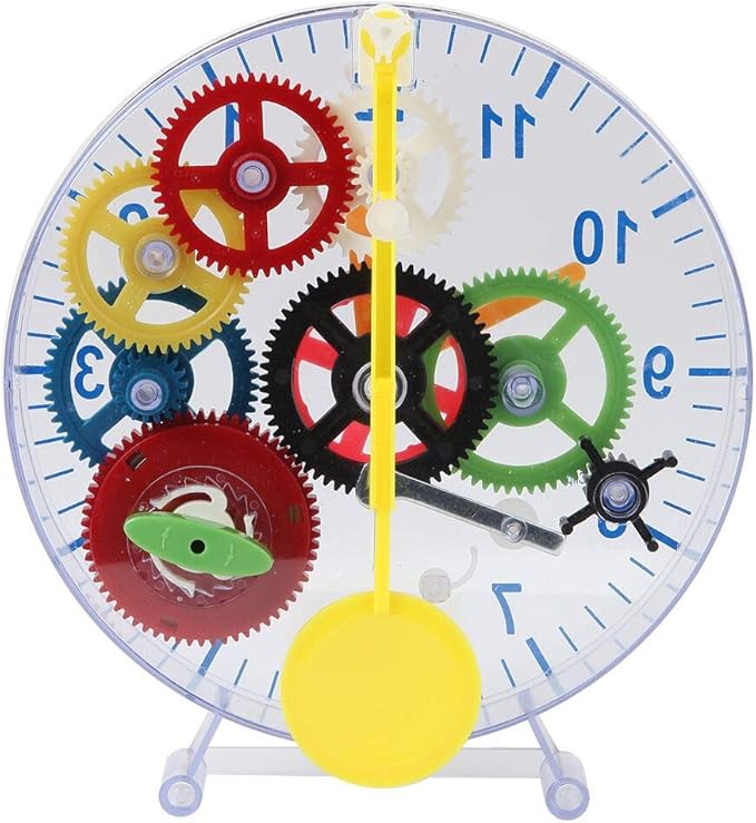 Lily's Home 31 Pieces Do-It-Yourself Children's First Puzzle Clock Kit, No Batteries Required, Learn How Clock Gears Work, Colorful and Educational Gift for Kids, Mechanical, Multi-Colored