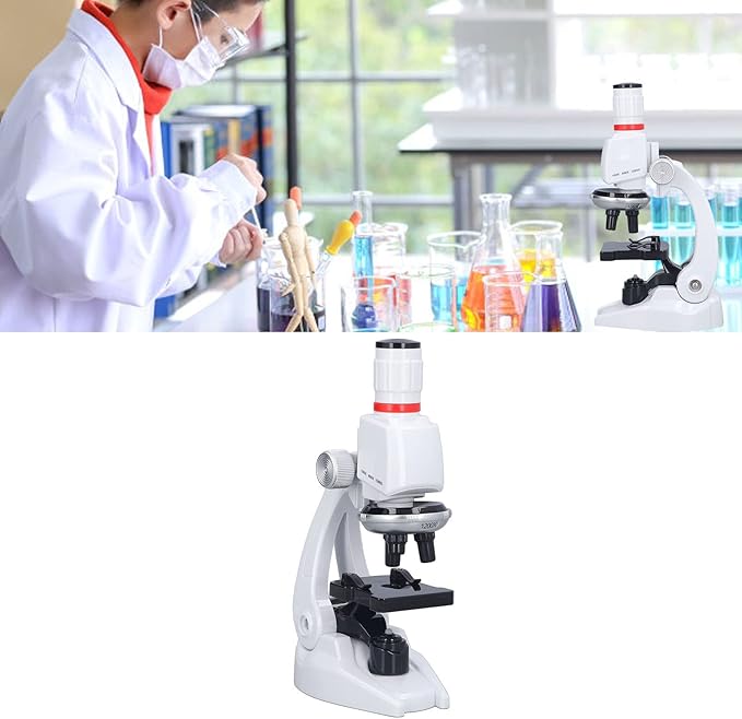 TOPINCN Kids Microscope Science Kit 1200X Magnification with Slide Holder Stage for Children Ages 8+ Educational Toy Microscope Science Learning Tool