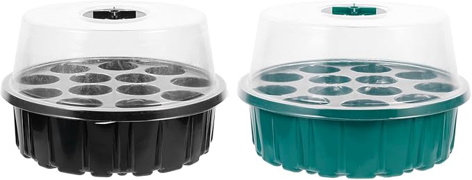Wakauto 2Pcs 13-Hole Plant Germination Trays Seed Sprouting Nursery Growing Trays for Indoor Hydroponic Seedlings and Microgreens Gardening