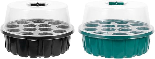 Wakauto 2Pcs 13-Hole Plant Germination Trays Seed Sprouting Nursery Growing Trays for Indoor Hydroponic Seedlings and Microgreens Gardening