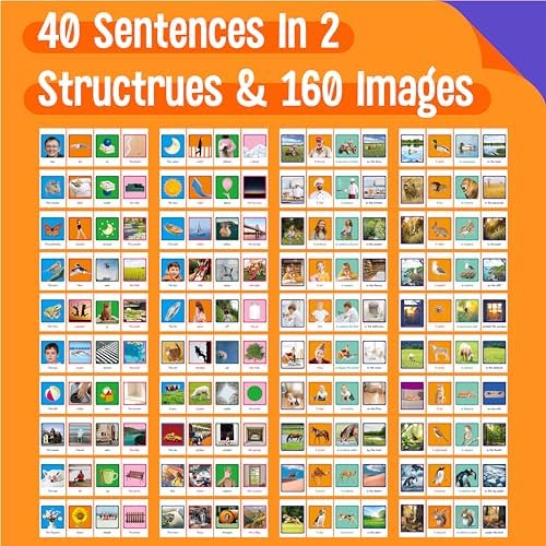 Sentence Flip Charts, 80 Double Sided Cards 40 Sentences, Learn Parts of Speech Who/What/Where Sentence Building Freestanding Flip Chart Educational Tool for Preschool Kindergarten 1st 2nd Grade - Image 3