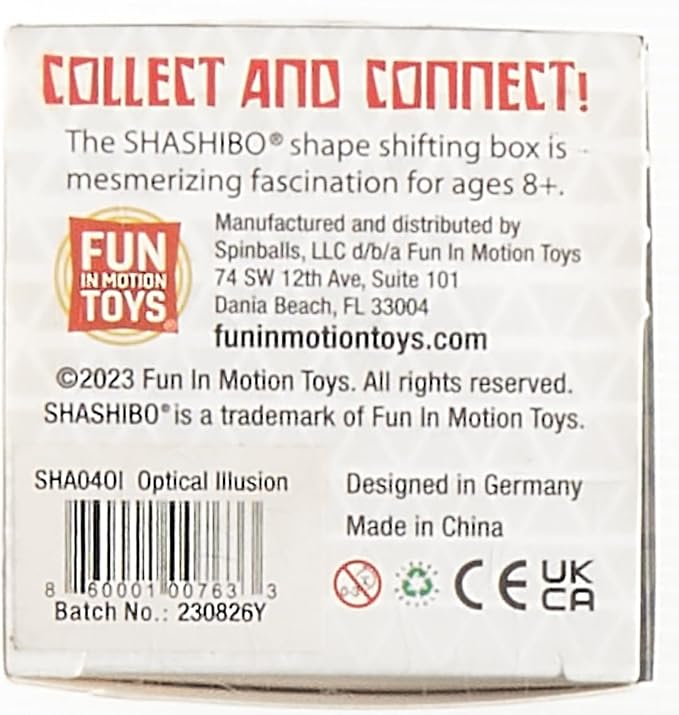 SHASHIBO Shape Shifting Box - Award-Winning Fidget Toy w/ 36 Rare Earth Magnets - Fidget Cube Transforms Into Over 70 Shapes, Sensory Toy Gift for Kids, Teens, and Adults (Optical Ilusion)