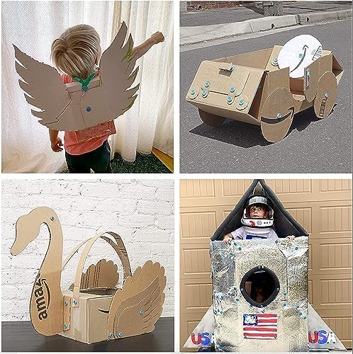 Makedo Discover | Upcycled Cardboard Construction Tool Kit in Small Toolbox (126 Pieces) | STEM + STEAM Educational Toys for at Home Play + Classroom Learning | Reusable Tools for Boys & Girls Age 5+