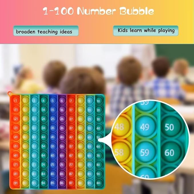 Alphabet Popper Fidggety Toy, Stress Relief Sensory Popping Game, Preschool Montessori Uppercase Lowercase Matching Game, ABC Letter Learning Educational Block (Number 100 Popper)