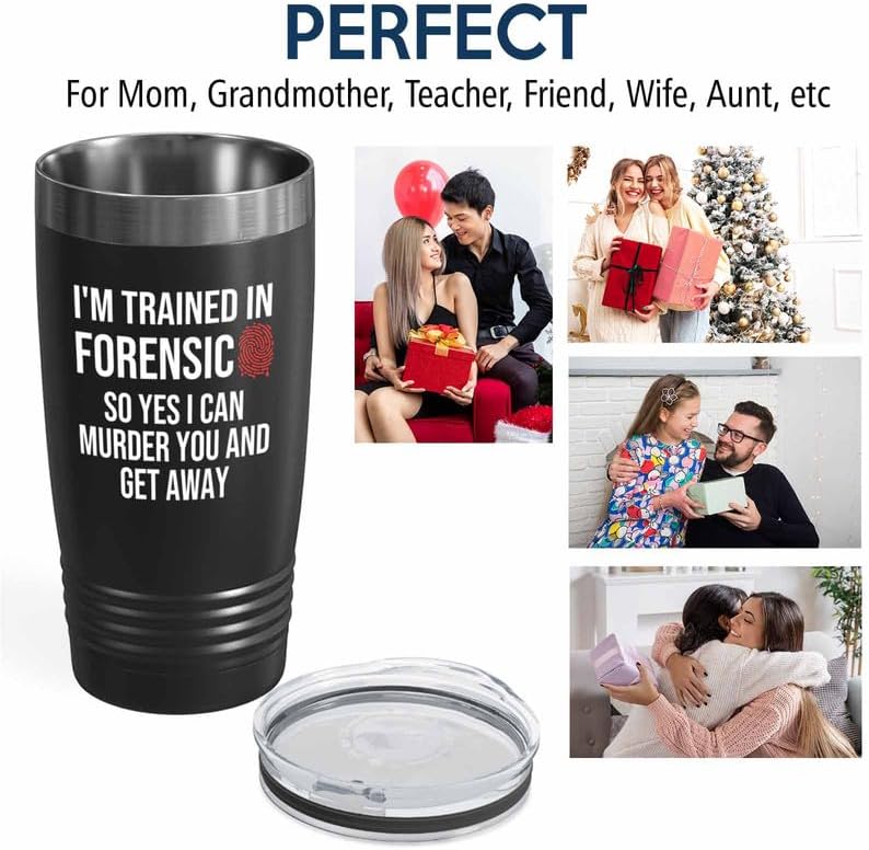 Forensic Black Edition Ringneck Tumbler 20oz - Trained In Forensic - Forensics Anthropologist Pathologist DNA Analysts Forensic Scientist Professor Gift - Image 6