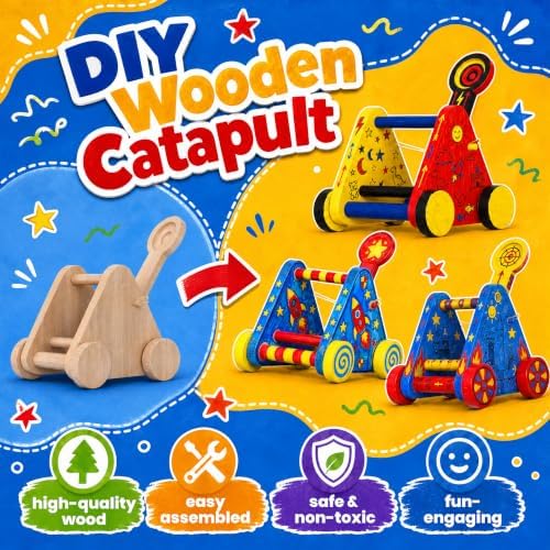 Wooden Catapult Crafts Kits for Kids Age 5-12, Painting and Building DIY - Image 3