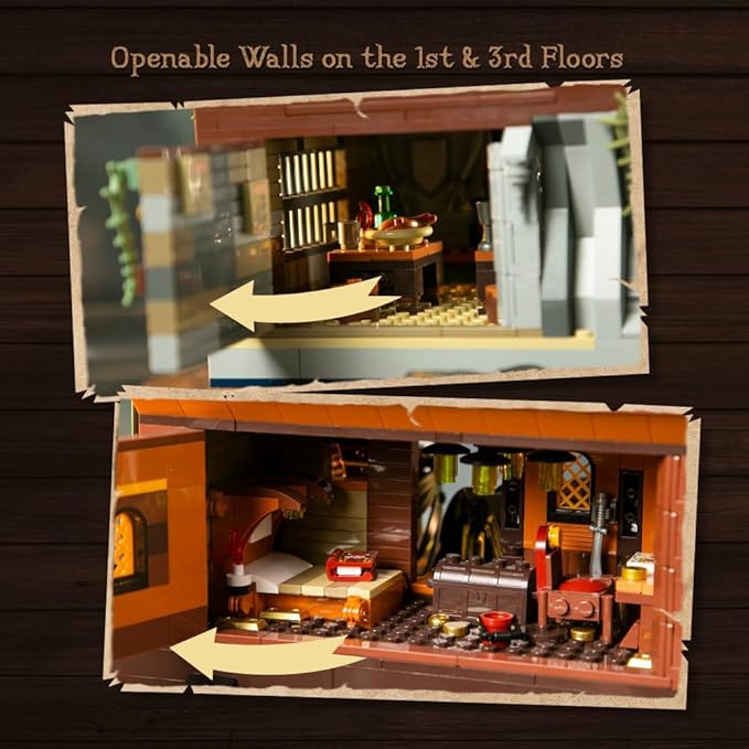 PANTASY Pirate Pub Building Kit – Modular Shipwreck Tavern Architecture Deck with Terrace Bar, Rum Bottle & Pirate Figures – Creative Nautical Display Set for Adults and Collectors
