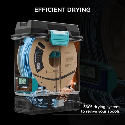 Polymaker 3D Printing Filament Dryer and Storage Box - PolyDryer and PolyDryer Box for Filament Drying and Sealing with Heat Control, Compatible with PA Nylon, PLA, PVB, PETG, ABS, TPU 1.75mm 2.85mm