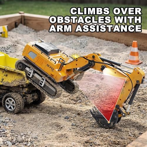 RC Excavator for Adults 1:50, Remote Control Excavator with Metal Bucket - Image 3