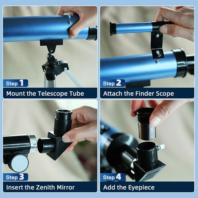 Telescope for Kids 50mm 100x Magnification Beginner Telescopio with Tripod, 2 Eyepieces & Finder Scope, STEM Educational Gift for Boys & Girls Ages 6-12, Portable Kids Telescope for Astronomy