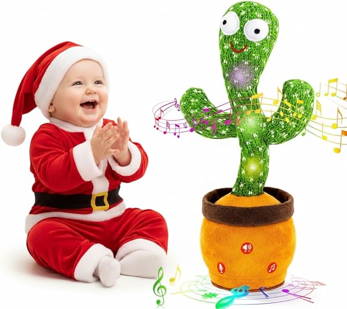 Ayeboovi Dancing Talking Cactus Baby Toys, Interactive Toy Repeating Records What You Say, Volume Adjustable Singing Cactus Toddler Toys with 120 Songs, Stocking Stuffers for Kids