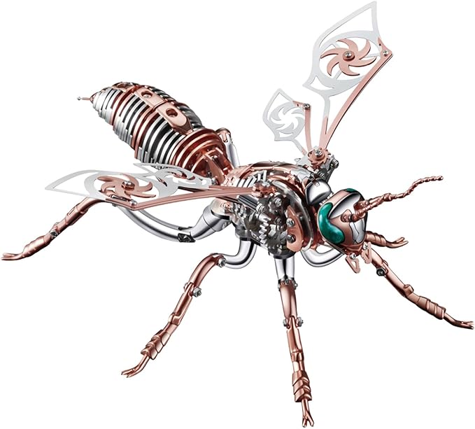 Microworld 3D Metal Puzzle, Northern Giant Hornet 3D Metal Model Kit, Mechanical Wasp 3D Puzzle for Adults, DIY Challenge 3D Puzzles Home Decor Art Craft Gifts (Rose Gold)