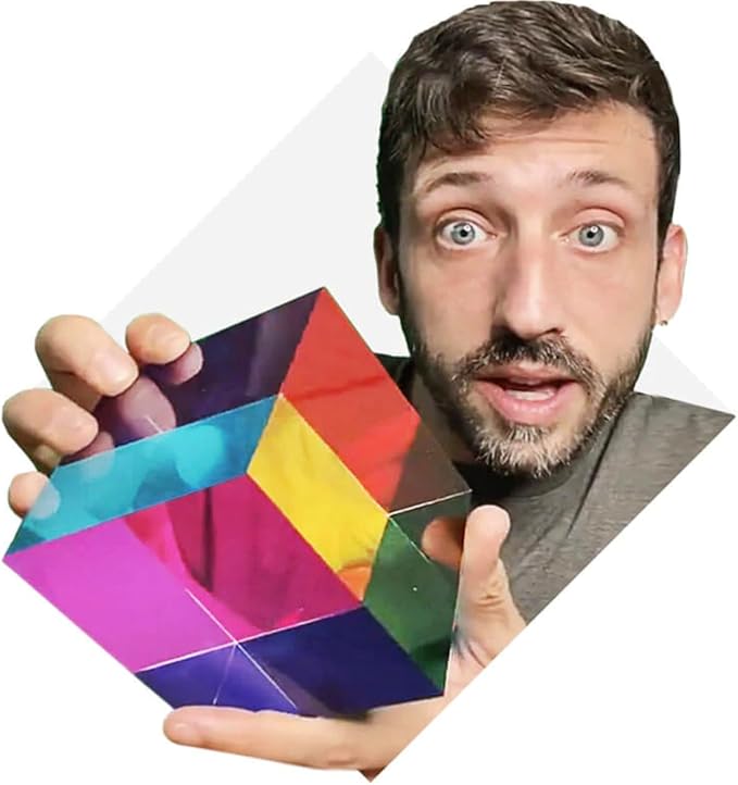 CMY Cubes Original Mega (95mm) - Cyan, Magenta & Yellow Cube - Optical Color Cube - Teaches Subtractive Color Mixing - Educational, Scientific, Physics & Kinetic Art Desk Object, STEAM