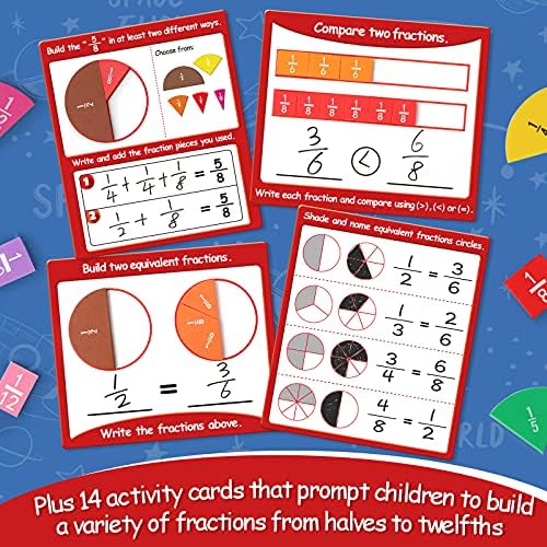 Torlam Magnetic Fraction Tiles & Fraction Circles Activity Set - Math Manipulatives for Elementary School - Fraction Magnets & Resources - Fraction Strips & Bars - Image 3