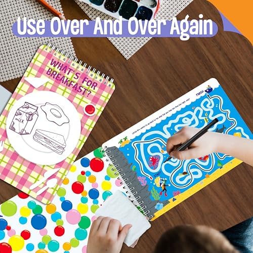 SpriteGru 2 Travel Game Pads, 61 Dry Erase Activities Games Reusable & Erasable Book, Fun Brain Challenge Games Interesting Educational Toy and Learning Tool for Road Trip Airplane Travel - Image 7