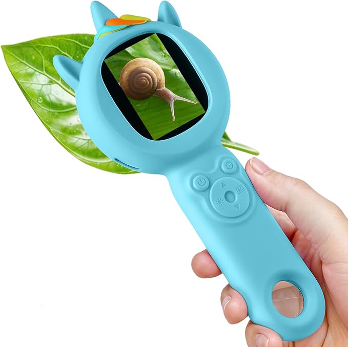 Kids Microscope- 500x Magnification,16X Zoom,Handheld Microscope for Kids with HD Cam,Portable Science Learning Tool,Christmas Birthday Gifts for Boys Girls Aged 3-12 （Blue）