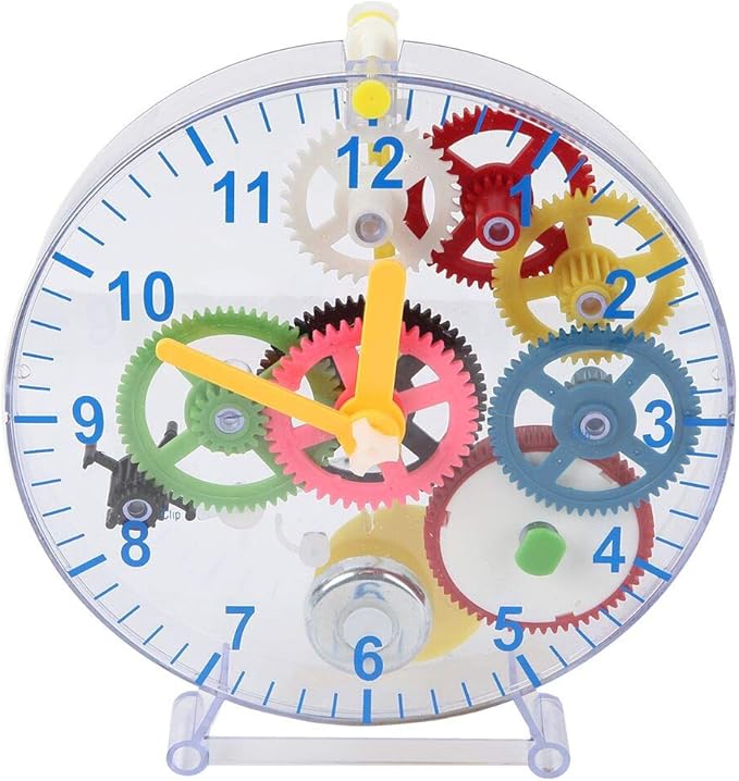 Lily's Home 31 Pieces Do-It-Yourself Children's First Puzzle Clock Kit, No Batteries Required, Learn How Clock Gears Work, Colorful and Educational Gift for Kids, Mechanical, Multi-Colored
