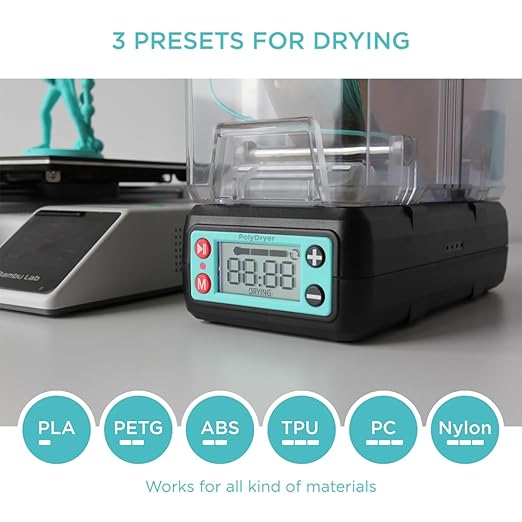 Polymaker PolyDryer Dry Dock, Modular Filament Dryer Base for 3D Printing, 360° Airflow, Material Presets, Adjustable Heat & Timer, PLA, PETG, ABS, PC, Nylon & More (Dryer Dock ONLY)