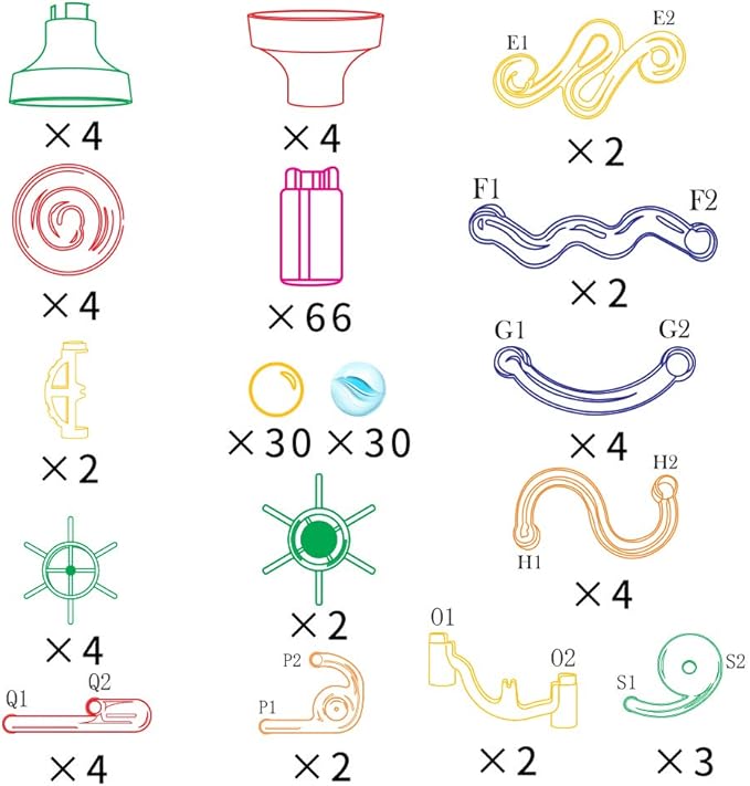 WEofferwhatYOUwant Marble Run Set – 169 Piece STEM Track Building Toy for Kids Ages 3+ with Glass & Color Marbles, Pink Connectors, Instruction Sheet | Creative Maze Tower Game for Learning & Fun