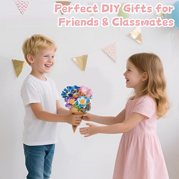 M SANMERSEN Toys Accessories Flower Bouquet Craft Kits Accessories for Making Flowers, DIY Arts & Crafts Accessories-Flowers Market Toy Parts for Kids Toddler Ages 4 5 6 7 8 Year Old Girls