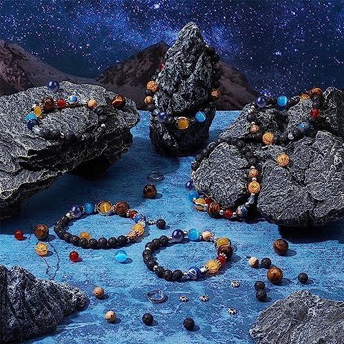 SUNNYCLUE 1 Box 300+Pcs DIY 10 Sets Solar System Bracelets Kit Universe Galaxy The Nine Guardian Planets Bracelet Necklace Tiger Eye Bead Natural Gemstone Beads for Jewelry Making Kits Craft - Image 5
