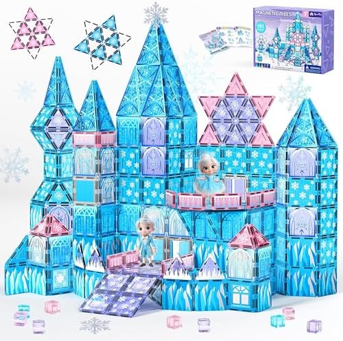 VigorFun Princess Castle Magnetic Tiles Building Toys Set for Kids Ages 4-8 by Vigorfun