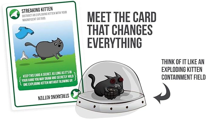 Streaking Kittens Expansion Set - A Russian Roulette Card Game for Adults, Teens & Kids, Easy Family-Friendly Party Games - 15 Card Add-on
