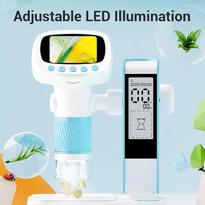 ViaGasaFamido Kids Microscope Kit Handheld Desktop 2-in-11080P High Definition Childrens Digital Microscope Professional Grade with Camera for 3+ Boys Girls