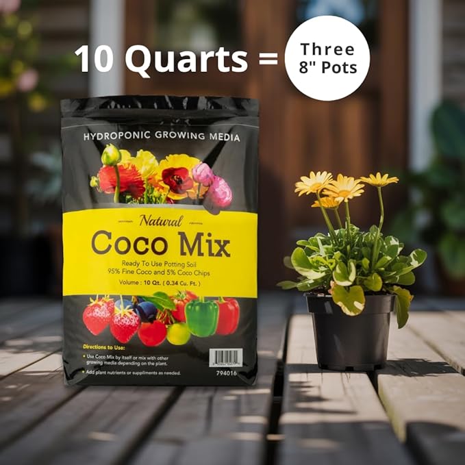 Potting Soil Mix 4-Pack - 10 Quarts Envelor Indoor Plants Soil for Outdoor Plants 0.34 Cubic Feet Potting Mix Hydrated Coco Coir Mix for Plants Ready to Use Natural Plant Top Soil