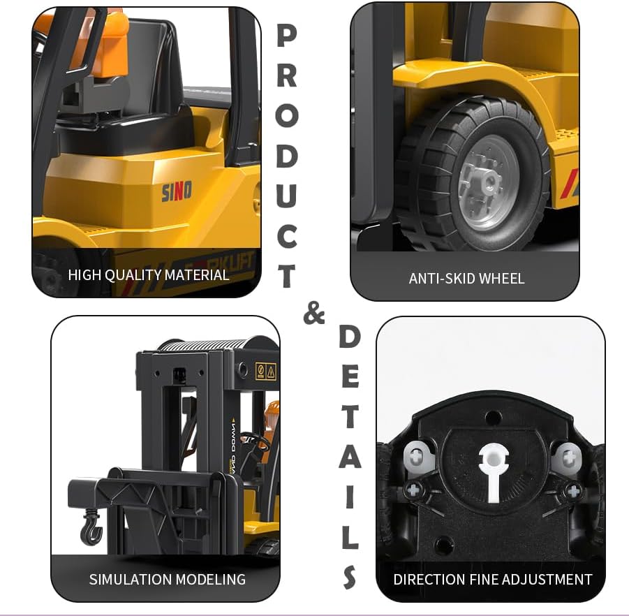 1:24 RC Forklift for Kids, RC Construction Vehicles with Lift Fork & Hook - Image 6