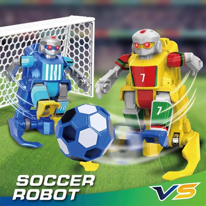 X-Verse Robot Toys for Kids, Dual Remote Controlled Soccer Robot with Lights - Soccer Game Mode, Soccer Robots with Soccer, Soccer Field and Goalposts, Christmas Birthday Gift for Boys