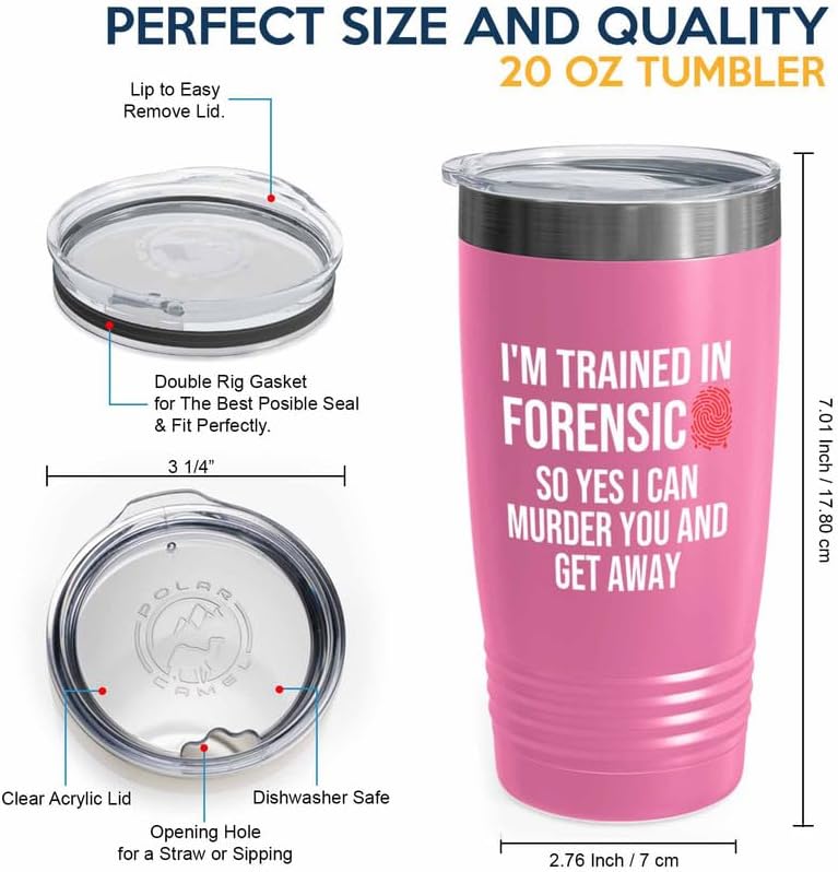 Forensic Pink Edition Ringneck Tumbler 20oz - Trained In Forensic - Forensics Anthropologist Pathologist DNA Analysts Forensic Scientist Professor Gift - Image 4
