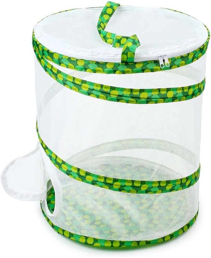 Butterfly and Insect Garden Habitat Mesh Cage Collapsible Design, Bug Terrarium Pop Up 12" x 14" Tall