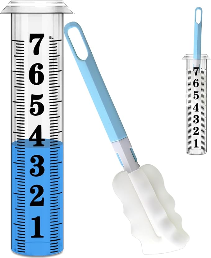 Rain Gauge Replacement Tube, Accurate Rain Gauges Outdoors Best Rated, 7" Capacity Plastic Rain Gauge Tube Replacement for Yard & Garden, Water Gauge for Rain, 1 Rainfall Meter Tube with 1 Clean Brush