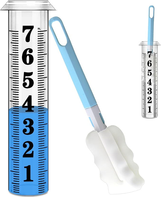 Rain Gauge Replacement Tube, Accurate Rain Gauges Outdoors Best Rated, 7" Capacity Plastic Rain Gauge Tube Replacement for Yard & Garden, Water Gauge for Rain, 1 Rainfall Meter Tube with 1 Clean Brush