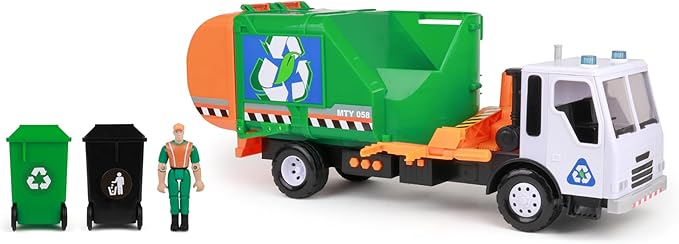 Mighty Fleet Titans 25" Huge Toy Semi w/Flatbed & Rescue Helicopter, Realistic Sounds & Lights, Batteries Included
