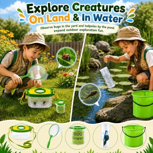 Bug Catcher for Kids Green, Outdoor Toys Ages 4-14, Bug Exploration Playset - Image 2