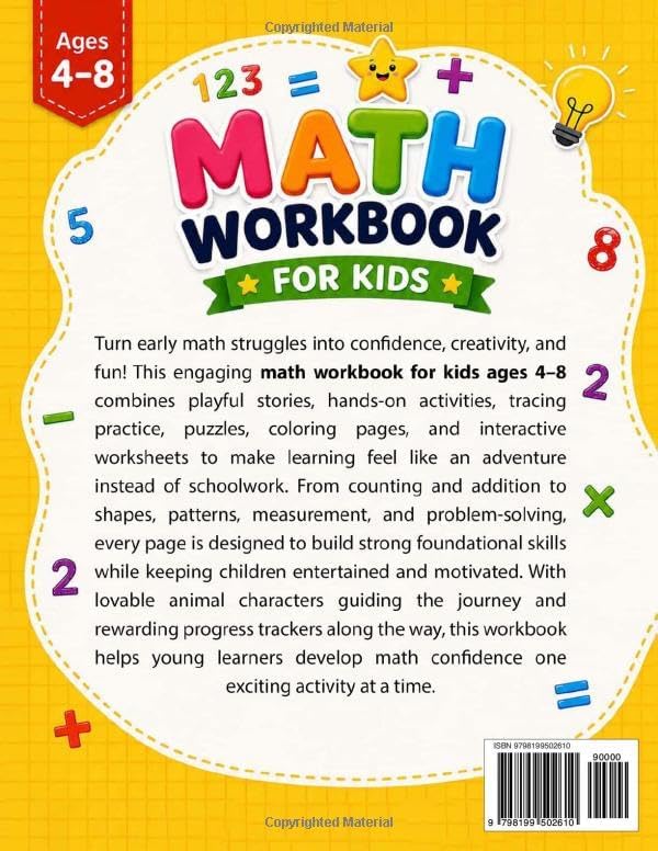 Math Workbook for Kids Ages 4–8: A Fun Step-by-Step Practice with Activities to Build Confidence in Counting, Addition, and Early Math Skills - Image 2