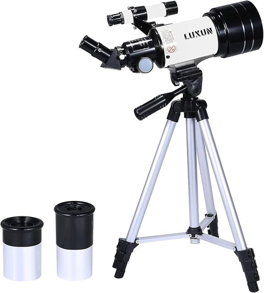 70mm Telescope Refracting,with Multilayer Broadband Coating(15X-150X),Adjustable Tripod and Finderscope,Telescope for Adults,Kids and Beginner
